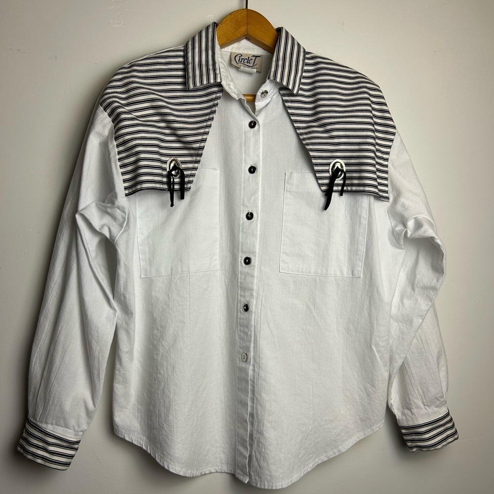 VTG Circle T by Marilyn Lenox Western Shirt Women Sz 12 Button‎ Down cowgirl
